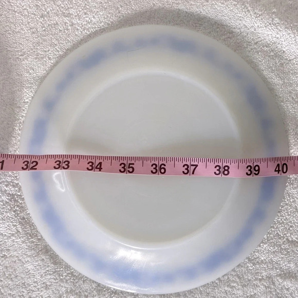 Vintage Termo-Rey Milk Glass Dinner Plates W Blue Floral Pattern x2 - Picture 8 of 9